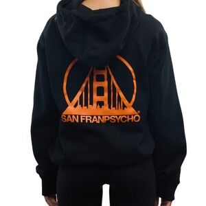 Sanfranpsycho Black & Orange Logo Zip up Sweatshirt